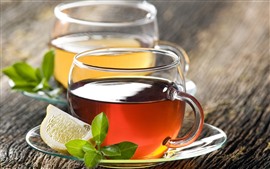 Preview wallpaper Two cups of tea, lemon