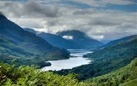 壁紙のプレビュー スコットランド、山、川、雲、自然の風景