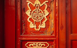 Preview wallpaper Wood door close-up, paint, decoration